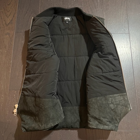 RARE STUSSY WASHED CANVAS PRIMALOFT VEST Small Black & Dark Gray HTF - Picture 4 of 12
